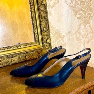 Vintage Bruno Magli Dark Navy Glitz Heels 7.5